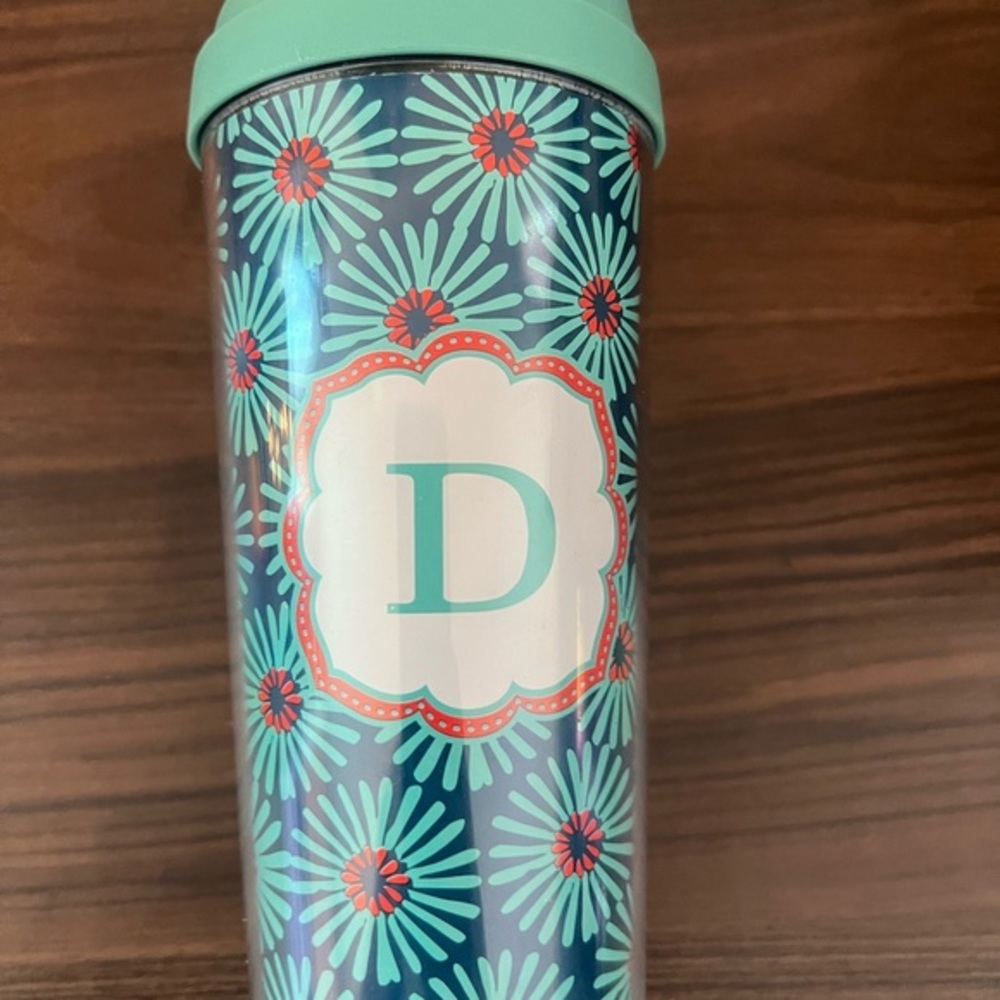 NEW travel French press Tumbler Monogram D 13 oz - Teal